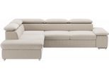 Ecksofa SIT & MORE "Valantine L-Form, B: 272 cm", beige (nature), B:272cm H:73cm T:226cm, 100% Polyester, Sofas, Ecksofa, mit Arm- & Kopfteilverstellung, optional mit Schlaffunktion