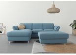 Ecksofa SIT & MORE "Apulia L-Form", blau (hellblau), B:250cm H:78cm T:185cm, Webstoff (100% Polyester);Struktur weich (90% Polyester, 10% Polyamid);Luxus-Microfaser Euphoria (100% Polyester);Samtoptik (100% Polyester), Sofas, Ecksofa, wahlweise Schlaffunktion, Bettkasten und Kopf- und Armteilverstellung