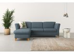 Ecksofa HOME AFFAIRE "Trelleborg L-Form", blau (blaugrau), B:249cm H:86cm T:162cm, 100% Polyester, Sofas, Ecksofa, Federkern-Polsterung, wahlweise mit Schlaffunktion und Bettkasten