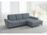 Ecksofa SIT & MORE "Chelsea L-Form, B: 264 cm, Leder, inkl. Sitztiefen-&Armteilverstellung", graublau, B:264cm H:89cm T:174cm, Sofas, Ecksofa, optional mit Schlaffunktion und Bettkasten