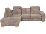 Ecksofa HOME AFFAIRE "Dundee L-Form", grau (grau, beige), B:263cm H:86cm T:219cm, Luxus-Microfaser Florence (100% Polyester), Sofas, Ecksofa, wahlweise mit Kopfteilverstellung und zusätzlich mit Schlaffunktion