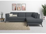 Ecksofa SIT & MORE "Olsen L-Form", grau (dunkelgrau), B:248cm H:88cm T:201cm, 98% Polyester 2%Polyamid, Sofas, Ecksofa, inklusive Sitztiefenverstellung, optional Schlaffunktion, 15cm hoch