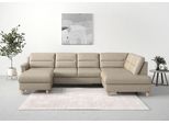 Wohnlandschaft SIT & MORE "Farö U-Form", beige, B:325cm H:90cm T:187cm, Sofas, Wohnlandschaft, inklusive Federkern, wahlweise mit Schlaffunktion und Bettkasten