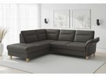 Ecksofa SIT & MORE "Pamela L-Form, Leder, B: 218 cm", grau (anthrazit), B:218cm H:90cm T:212cm, Sofas, Ecksofa, optional Armteilverstellung, Schlaffunktion & Bettkasten