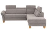 Ecksofa OTTO HOME "Conville L-Form", braun (latte), B:247cm H:84cm T:217cm, 100% Polyester, Sofas, Ecksofa, Federkern, wahlweise mit Schlaffunktion und Bettkasten bzw. Stauraum