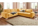 Ecksofa SIT & MORE "Santorini L-Form", gelb (senf), B:276cm H:82cm T:271cm, Struktur (100% Polyester);Struktur fein (95% Polyester, 5% Polyamid), Sofas, Ecksofa, mit Federkern und Sitztiefenverstellung, wahlweise mit Schlaffunktion