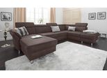 Wohnlandschaft SIT & MORE "Avignon U-Form", braun, B:331cm H:97cm T:228cm, Flachgewebe (90% Polyester, 10% Polyamid);Luxus-Microfaser (100% Polyester);Struktur (100% Polyester), Sofas, Wohnlandschaft, optional Schlaffunktion & Stauraum, inklusive Kopfteilverstellung