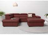 Ecksofa OTTO HOME "Alberto L-Form", rot (merlot), B:272cm H:73cm T:226cm, Luxus-Microfaser Lederoptik (100% Polyester);Luxus-Microfaser weich (9)0% Polyester / 10% Polyamid;Luxus-Microfaser Vintageoptik (100% Polyester);Microfaser Antiklederoptik (100% Polyester), Sofas, Ecksofa, mit Kopfteilverstellung, wahlweise mit Schlaffunktion