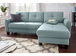 Ecksofa SIT & MORE "Varese L-Form", blau (aqua), B:253cm H:91cm T:167cm, Bedruckte Microfaser (100% Polyester);Luxus-Microfaser ALTARA NUBUCK (100% Polyester);Struktur (100% Polypropylen), Sofas, Ecksofa, mit Federkern, wahlweise mit Schlaffunktion und Stauraum