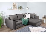 Ecksofa COLLECTION AB "Jana L-Form, B: 220 cm", grau (anthrazit), B:220cm H:42cm T:161cm, 100%Polyester, Sofas, Ecksofa, Schlaffunktion, Bettkasten & 1 Zierkissen, Federkern