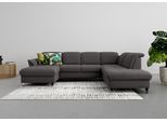 Wohnlandschaft SIT & MORE "Maggiore U-Form", grau (fango), B:312cm T:224cm, 95% Polyester, 5% Polyamid, Sofas, Wohnlandschaft, wahlweise mit Kopfteilverstellung, Schlaffunktion und Stauraum