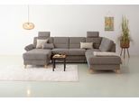 Wohnlandschaft OTTO HOME "Westerland U-Form", braun (latte), B:303cm H:90cm T:213cm, 100% Polyester, Sofas, Wohnlandschaft, Federkern, wahlweise Schlaffunktion, Stauraum und Armlehn-Verstellung