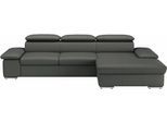 Ecksofa SIT & MORE "Valantine L-Form, B: 286 cm", grau (anthrazit), B:286cm H:73cm T:174cm, NaturLEDER;Spannstoff, Sofas, Ecksofa, mit Arm- & Kopfteilverstellung, optional mit Schlaffunktion
