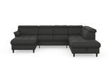 Wohnlandschaft SIT & MORE "Marano U-Form", grau (anthrazit), B:304cm T:216cm, 100% Polyester, Sofas, Wohnlandschaft, inklusive Kopfteilverstellung, optional Schlaffunktion & Bettkasten