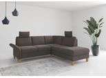 Ecksofa OTTO HOME "Rochelle, L-Form", grau (fango), B:240cm H:90cm T:216cm, 100% Polyester, Sofas, Ecksofa, wahlweise mit Armteilverstellung, Schlaffunktion und Bettkasten