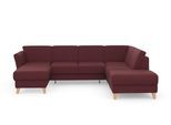 Wohnlandschaft SIT & MORE "Visby U-Form", rot (bordeaux), B:303cm H:87cm T:213cm, Sofas, Wohnlandschaft, wahlweise mit Schlaffunktion und Stauraum, frei im Raum stellbar