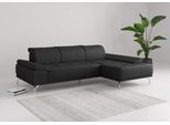 Ecksofa OTTO HOME "Caluna, L-Form, B:280cm, Federkern, in Stoff und Leder", schwarz, B:280cm H:81cm T:174cm, Sofas, Ecksofa, Inkl.Sitztiefenverstellung, wahlweise mit Kopf- und Armteilverstellung
