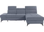 Ecksofa OTTO HOME "Cardiz L-Form", blau (blaugrau), B:246cm H:83cm T:173cm, Webstoff (100% Polyester);Luxus-Microfaser Paris (90% Polyester/10% Polyamid);Struktur fein (100% Polyester);Samtoptik (100% Polyester), Sofas, Ecksofa, inkl.Kopfteilverstellung und Federkern wahlweise mit Schlaffunktion