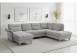 Wohnlandschaft SIT & MORE "Pamela U-Form, B: 292 cm, optional Schlaffunktion & Bettkasten", grau (silber), B:292cm H:90cm T:212cm, 100% Polyester, Sofas, Wohnlandschaft, wahlweise mit Armteilverstellung, Sofa mit Federkern, Sitzhöhe: 48 cm