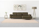 Ecksofa SIT & MORE "Cabrio L-Form, B: 295 cm, mit Sitztiefen-, Arm- & Kopfteilverstellung", grün (olive), B:295cm H:87cm T:180cm, Sofas, Ecksofa, 2 Nierenkissen, Federkern, optional Schlaffunktion und Stauraum