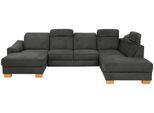 Wohnlandschaft HOME AFFAIRE "Dundee U-Form", grau (anthrazit), B:338cm H:86cm T:219cm, Luxus-Microfaser Florence (100% Polyester), Sofas, Wohnlandschaft, wahlweise mit Kopfteilverstellung und zusätzlich mit Schlaffunktion
