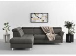 Ecksofa SIT & MORE "Marano L-Form", grau (dunkelgrau), B:252cm T:216cm, 100% Polyester, Sofas, Ecksofa, inklusive Kopfteilverstellung, optional Schlaffunktion & Bettkasten