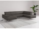 Wohnlandschaft OTTO HOME "Caluna", grau (antrazit), B:334cm H:81cm T:235cm, Sofas, Wohnlandschaft, Inkl.Sitztiefenverstellung, wahlweise mit Kopf- und Armteilverstellung