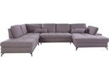 Wohnlandschaft OTTO HOME "Costello U-Form, B: 363 cm mit Sitztiefen- & Armteilverstellung", grau, B:363cm H:89cm T:223cm, 100% Polyester;Samtoptik (100% Polyester), Sofas, Wohnlandschaft, optional Schlaffunktion & Bettkasten