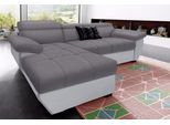 Ecksofa COTTA "Speedway L-Form", grau, grau, B:265cm H:79cm T:102cm, Edles Flachgewebe ( 100% Polyester ) / Feine Struktur ( 100% Polyester );Kunstleder SOFTLUX / Luxus-Microfaser ( 100% Polyester );Kunstleder SOFTLUX / Struktur ( 100% Polyester ), Sofas, Ecksofa, mit Kopfteilverstellung, wahlweise mit Schlaffunktion & Bettkasten