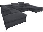 Wohnlandschaft SIT & MORE "Alcudia U-Form", grau (dunkelgrau), B:349cm H:73cm T:226cm, Primabelle-Microfaser;Korpus: Luxus-Kunstleder / Sitz und Rücken: Struktur (100% Polypropylen);Korpus: Struktur (100% Polypropylen) / Sitz und Rücken: Struktur (100% Polyester), Sofas, Wohnlandschaft, wahlweise mit Schlaffunktion