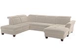 Wohnlandschaft OTTO HOME "Solvei U-Form", beige (natur), B:342cm H:104cm T:235cm, Struktur (100% Polyester);Luxus-Microfaser Lederoptik (100% Polyester);Luxus-Microfaser ALTARA NUBUCK (100% Polyester), Sofas, Wohnlandschaft, Sitztiefenverstellung und Federkern, wahlweise Kopfteilverstellung