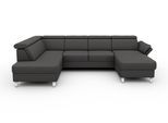 Wohnlandschaft SIT & MORE "Vincenzo U-Form", grau (anthrazit), B:317cm H:84cm T:93cm, Sofas, Wohnlandschaft, inklusive Kopfteilverstellung, optional Schlaffunktion & Bettkasten