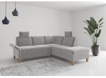 Ecksofa OTTO HOME "Rochelle, L-Form", grau (hellgrau), B:240cm H:90cm T:216cm, 100% Polyester, Sofas, Ecksofa, wahlweise mit Armteilverstellung, Schlaffunktion und Bettkasten