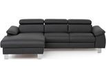 Ecksofa COTTA "Komaris L-Form, B: 244 cm", schwarz, B:244cm H:72cm T:166cm, Microfaser PRIMABELLE (100% Polyester);Kunstleder SOFTLUX(100%Polyurethan);Feinstruktur (100% Polyester);Kunstleder SOFTLUX/Struktur (100%Polyurethan, 90%Polyester, 10% Polyacryl), Sofas, Ecksofa, mit Kopfteilverstellung, optional Schlaffunktion, Bettkasten & Licht