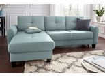 Ecksofa SIT & MORE "Varese L-Form", blau (aqua), B:253cm H:91cm T:167cm, Bedruckte Microfaser (100% Polyester);Luxus-Microfaser ALTARA NUBUCK (100% Polyester);Struktur (100% Polypropylen), Sofas, Ecksofa, mit Federkern, wahlweise mit Schlaffunktion und Stauraum