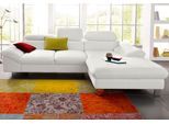 Ecksofa COTTA "Driver L-Form, B:268 cm, moderne Couch mit Wellenunterfederung", weiß (altweiß), B:268cm H:73cm T:169cm, LEDER BEEFY (ein abgedecktes Spalt-Rindsleder) im Sitz und Rücken (Korpus in Kunstleder);Luxus-Kunstleder;Kunstleder SOFTLUX;Leder Pampas (echtes Rindsleder), Rückseite mit schwarzem Spannstoff bezogen, Sofas, Ecksofa, Kopfteilverstellung, optional Schlaffunktion & Bettkasten