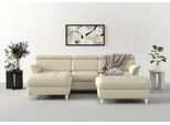 Ecksofa SIT & MORE "Marano L-Form", beige (creme), B:257cm T:166cm, 98% Polyester, 2% Polyamid, Sofas, Ecksofa, inklusive Kopfteilverstellung, optional Schlaffunktion & Bettkasten