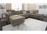 Wohnlandschaft SIT & MORE "Avignon U-Form", grau (taupe), B:331cm H:97cm T:228cm, Flachgewebe (90% Polyester, 10% Polyamid);Luxus-Microfaser (100% Polyester);Struktur (100% Polyester), Sofas, Wohnlandschaft, optional Schlaffunktion & Stauraum, inklusive Kopfteilverstellung