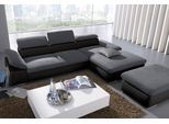 Ecksofa SIT & MORE "Valantine L-Form, B: 286 cm", schwarz (schwarz, grau), B:286cm H:73cm T:174cm, 100% Polyester;Luxus-Kunstleder/Struktur (88% Polyester, 12% Polyamid), Sofas, Ecksofa, mit Arm- & Kopfteilverstellung, optional mit Schlaffunktion