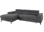 Ecksofa COTTA "Kitty L-Form, B: 242 cm", schwarzgrau, B:244cm H:72cm T:166cm, Microfaser (100% Polyester);Flachgewebe (100% Polyester), Sofas, Ecksofa, mit Kopfteilverstellung, optional Schlaffunktion & Bettkasten