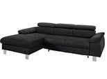 Ecksofa COTTA "Komaris L-Form, B: 244 cm", schwarz, B:244cm H:72cm T:166cm, Microfaser PRIMABELLE (100% Polyester);Kunstleder SOFTLUX(100%Polyurethan);Feinstruktur (100% Polyester);Kunstleder SOFTLUX/Struktur (100%Polyurethan, 90%Polyester, 10% Polyacryl), Sofas, Ecksofa, mit Kopfteilverstellung, optional Schlaffunktion, Bettkasten & Licht
