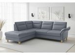 Ecksofa SIT & MORE "Pamela L-Form, Leder, B: 218 cm", grau (graublau), B:218cm H:90cm T:212cm, Sofas, Ecksofa, optional Armteilverstellung, Schlaffunktion & Bettkasten