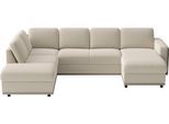 Wohnlandschaft SIT & MORE "Cordoba", sahara, B:305cm H:85cm T:212cm, 100% Polyester, Sofas, Wohnlandschaft, wahlweise mit Schlaffunktion und Bettkasten oder Stauraum