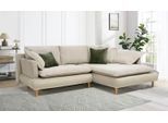 Ecksofa COLLECTION AB "Mandela L-Form, B: 264 cm", beige, B:264cm H:94cm T:184cm, 100% Polyester, Sofas, Ecksofa, Schlaffunktion, Bettkasten & 5 Zierkissen, Federkern
