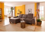 Ecksofa HOME AFFAIRE "Dundee L-Form", braun (nuss), B:264cm H:86cm T:170cm, Luxus-Microfaser Florence (100% Polyester);Struktur fein (100% Polyester);Luxus-Microfaser Lederoptik (100% Polyester), Sofas, Ecksofa, wahlweise mit Kopfteilverstellung und zusätzlich mit Schlaffunktion