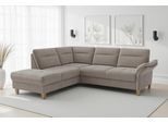 sit&more "Pamela L-Form, B: 218 cm, optional Schlaffunktion & Bettkasten" wahlweise mit Armteilverstellung, Sofa mit Federkern, Sitzhöhe: 48 cm