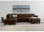 Wohnlandschaft SIT & MORE "Mellum U-Form", braun (dunkelbraun), B:306cm H:87cm T:212cm, 100% Polyester, Sofas, Wohnlandschaft, Federkern, wahlweise mit Schlaffunktion, Stauraum und Armteilfunktion