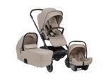 Nuna Kinderwagenset Mixx Next Set inkl. Babyschale Pipa Next, Beigebraun, Kunststoff, 3-teilig, 60x110x82 cm, UV 50+, ECE R 129 i-Size, Feststellbremse, Fußstütze abklappbar, Federung, kugelgelagerte Räder, 5-Punkte-Gurt, für Babyschale geeignet, Transportsicherung, Sitz umsetzbar, abnehmbarer Schutzbügel, Teleskopgriff, verstellbare Adapter,abnehmbarer und waschbarer Bezug, ergonomischer Tragebüg
