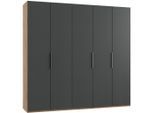 Mid.you , Graphitfarben, Eichefarben , Holzwerkstoff , 6 Fächer , 250x236x58 cm , BQ - Bündnis für Qualität, Made in Germany, DIN EN ISO 9001 , umfangreiches Zubehör erhältlich, in verschiedenen Größen erhältlich, in verschiedenen Holzdekoren erhältlich ,