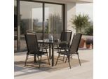 Gardenson , Schwarz , Metall, Glas, Textil , quadratisch , 80x76x80 cm , Stühle klappbar ,